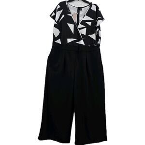 Emery Rose Womens Jumpsuit Wide Leg V-Neck Sleeveless Casual Plus Size 4XL